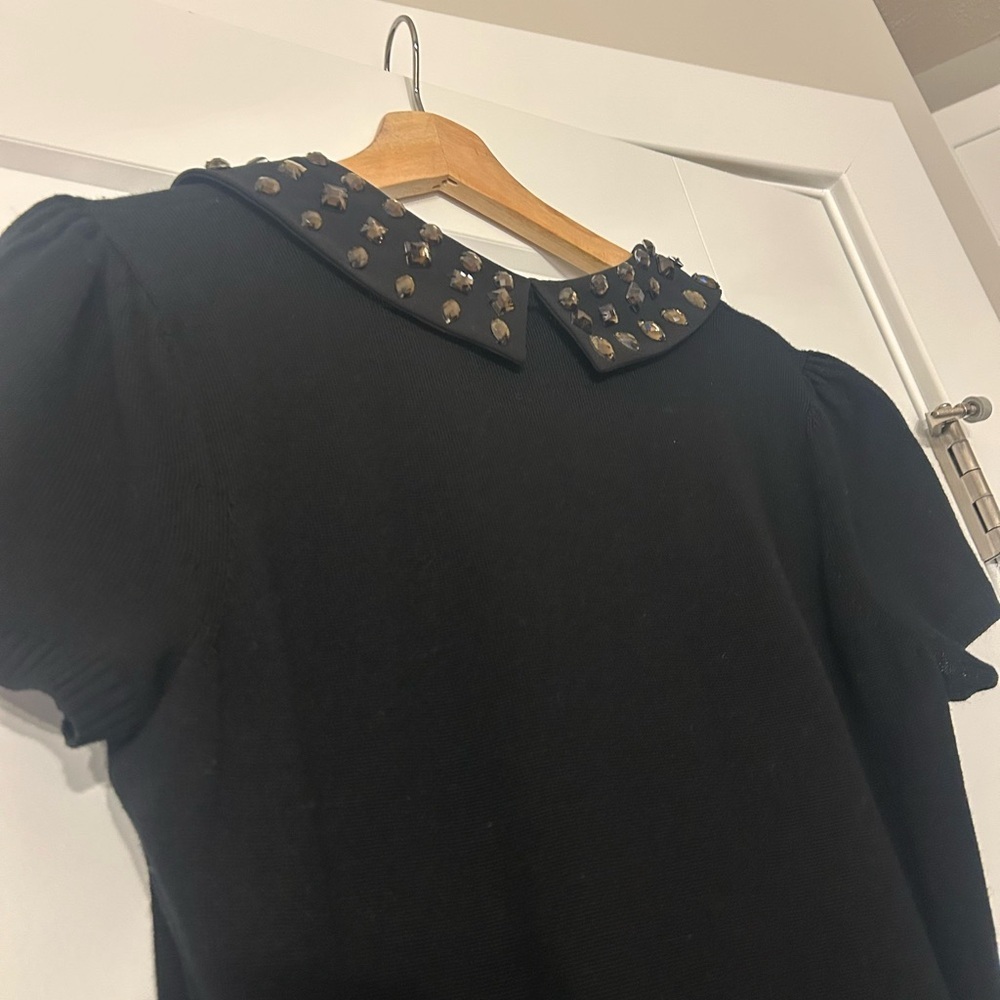 C. Wonder 100% merino wool black dress with jeweled collar size M - Picture 5 of 9